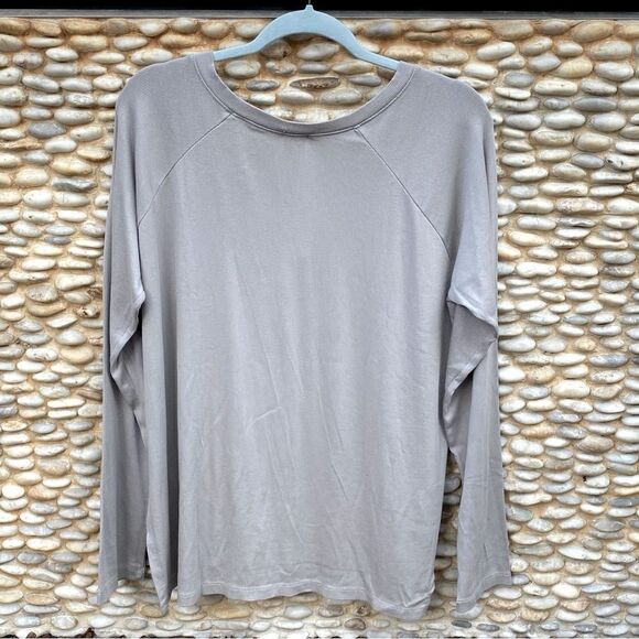 NWT NEW PJ Harlow Silver Frankie Rib Knit High/Low Sweatshirt w/Slit X-Large. - Picture 4 of 9